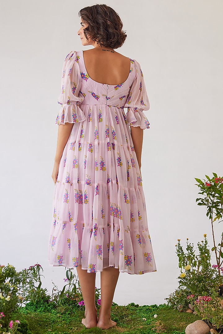 white christmas dresses Dusty Pink Chiffon Tiered Midi Dress – heywildrose