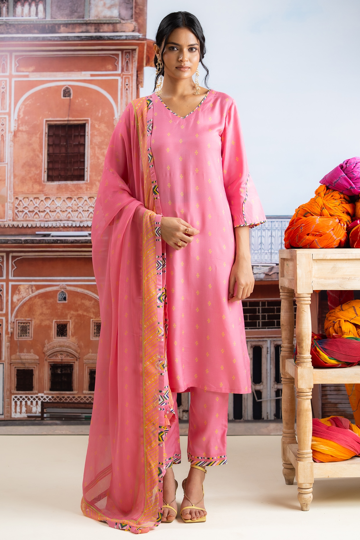 Baise Gaba Fuchsia Pink Muslin Kurta Set