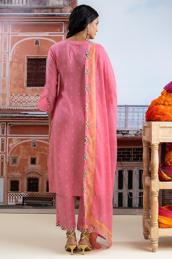 Fuchsia Pink Muslin Kurta Set by Baise Gaba at Pernia's Pop Up Shop