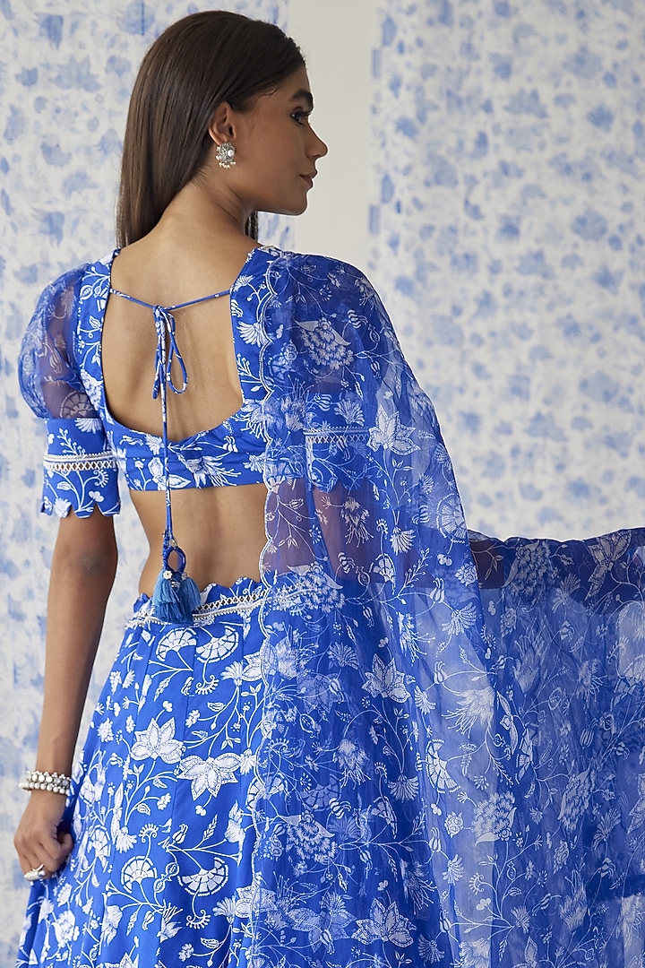 Blue Embroidered Blouse by Baise Gaba at Pernia's Pop Up Shop