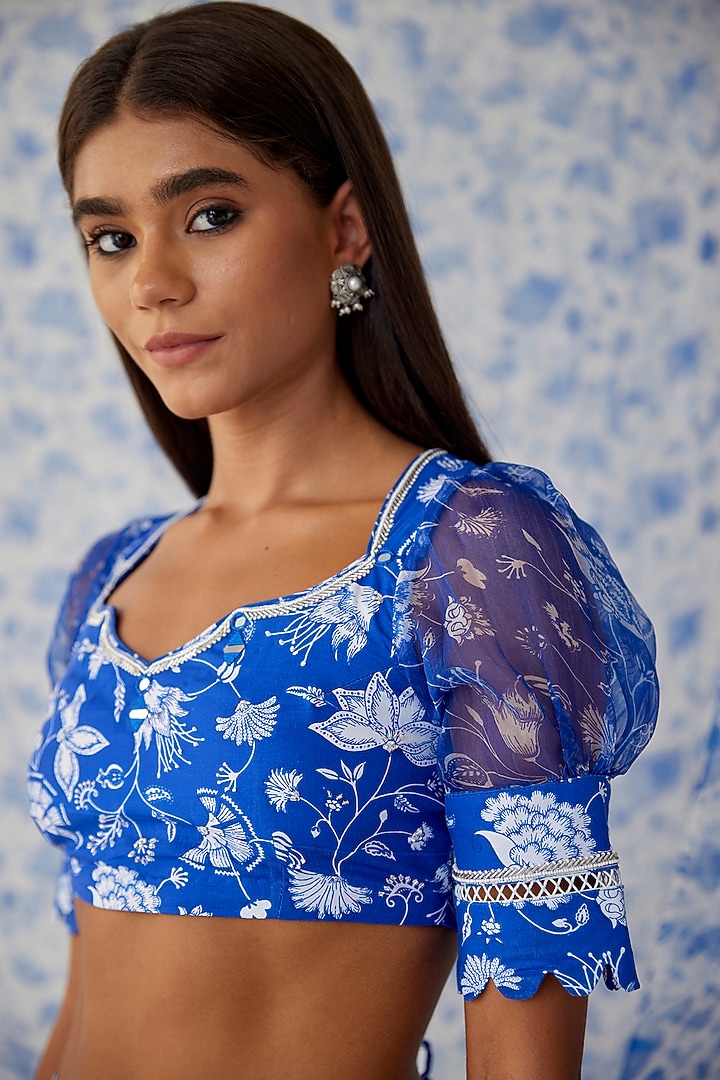 Blue Embroidered Blouse by Baise Gaba at Pernia's Pop Up Shop