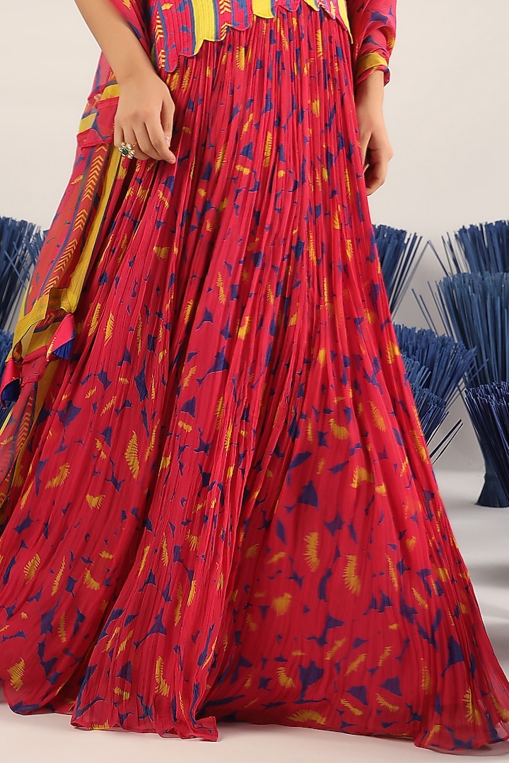 Pink Modal Satin & Satin Organza Printed Blouse by Baise Gaba at Pernia's Pop Up Shop