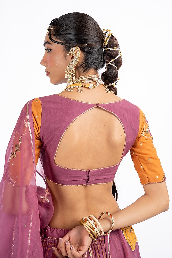 Purple Mauve & Mustard Printed Wedding Lehenga Set by Baise Gaba at Pernia's Pop Up Shop