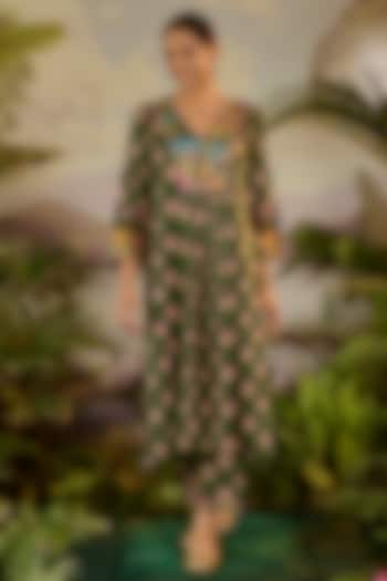 Green Modal Boota Printed Straight Pants by Baise Gaba at Pernia's Pop Up Shop