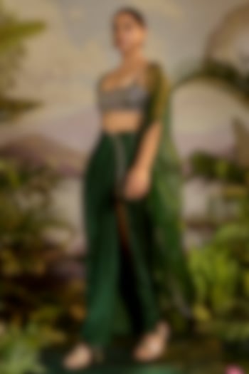 Green Satin Silk Skirt by Baise Gaba at Pernia's Pop Up Shop