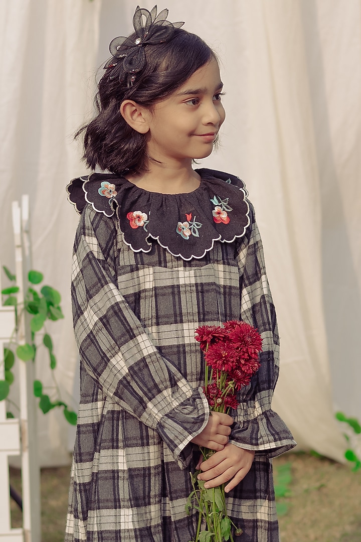 Black & White Embroidered Dress For Girls by Bagichi at Pernia's Pop Up Shop