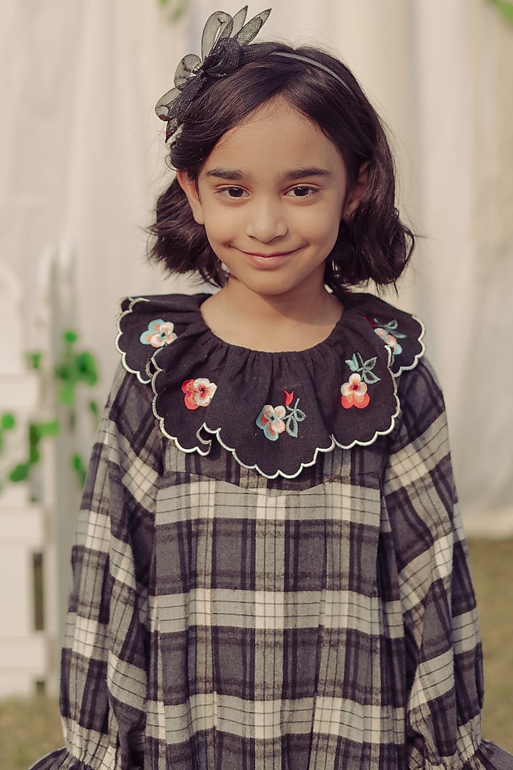 Black & White Embroidered Dress For Girls by Bagichi at Pernia's Pop Up Shop