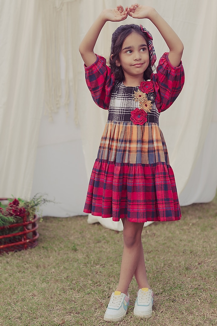 Multi-Colored Printed & Embroidered Dress For Girls by Bagichi at Pernia's Pop Up Shop