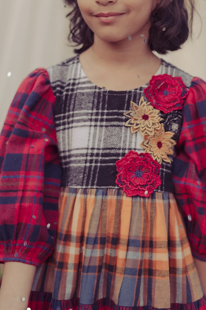 Multi-Colored Printed & Embroidered Dress For Girls by Bagichi at Pernia's Pop Up Shop