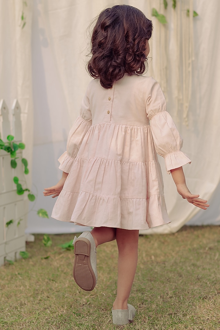 Light Pink Embroidered Dress For Girls by Bagichi at Pernia's Pop Up Shop