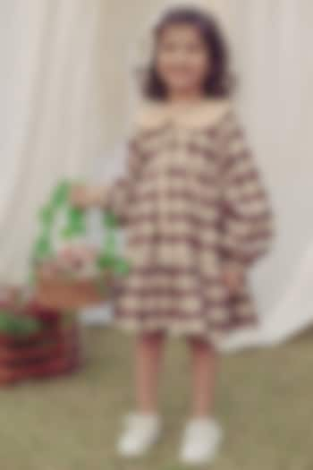 Ecru Flannel Embroidered Dress For Girls by Bagichi