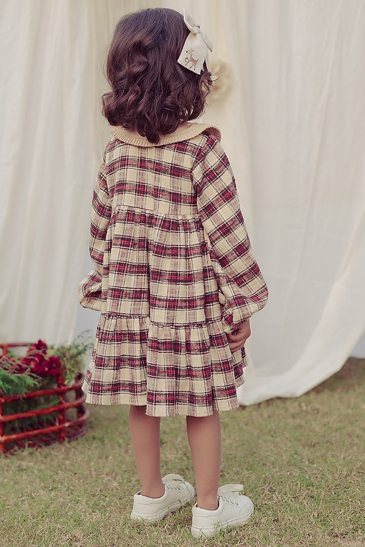 Ecru Flannel Embroidered Dress For Girls by Bagichi at Pernia's Pop Up Shop