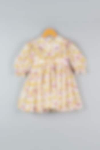 Yellow Cotton Silk Dress For Girls by Bagichi