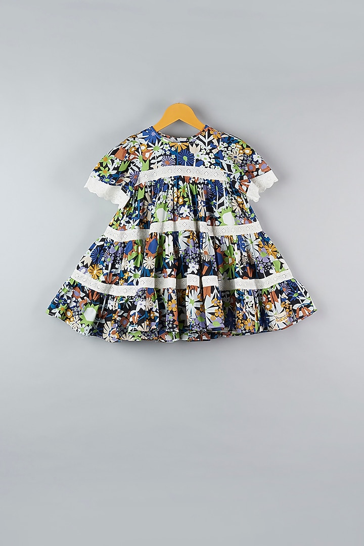 Multi-Colored Cotton Dress For Girls by Bagichi