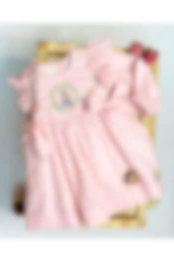 Pastel Baby Pink Pastel Floral Embroidered Dress For Girls by Bagichi at Pernia's Pop Up Shop