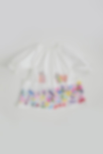 Ivory Embroidered Dress For Girls by Bagichi at Pernia's Pop Up Shop