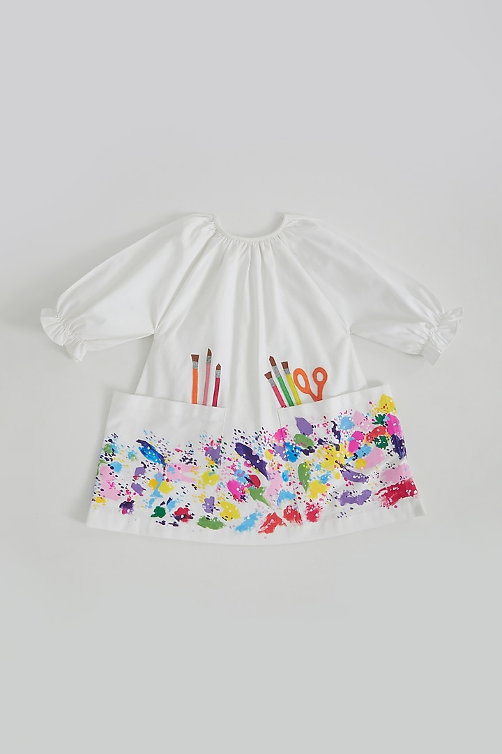 Ivory Embroidered Dress For Girls by Bagichi at Pernia's Pop Up Shop