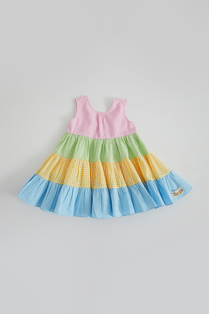 Multi-Colored Tiered Dress For Girls by Bagichi