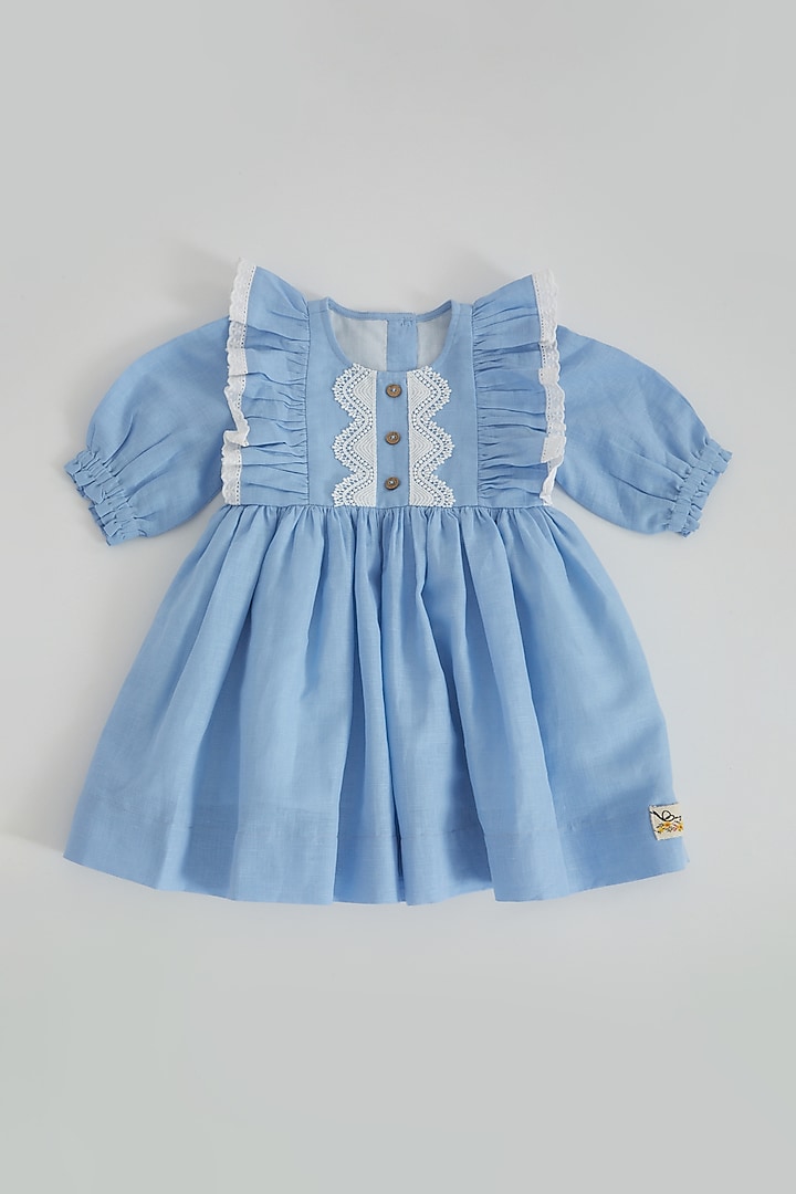 Light Blue Lace Dress For Girls by Bagichi