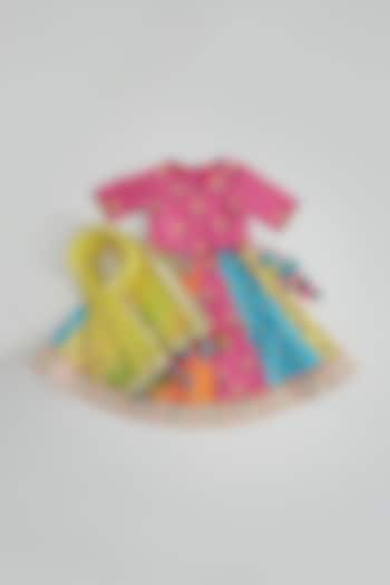 Multi-Colored Embroidered Lehenga Set For Girls by Bagichi