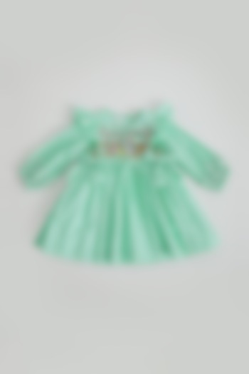 Mint Green Embroidered Dress For Girls by Bagichi at Pernia's Pop Up Shop