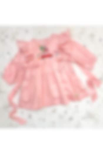 Baby Pink Hand Painted Dress For Girls by Bagichi at Pernia's Pop Up Shop