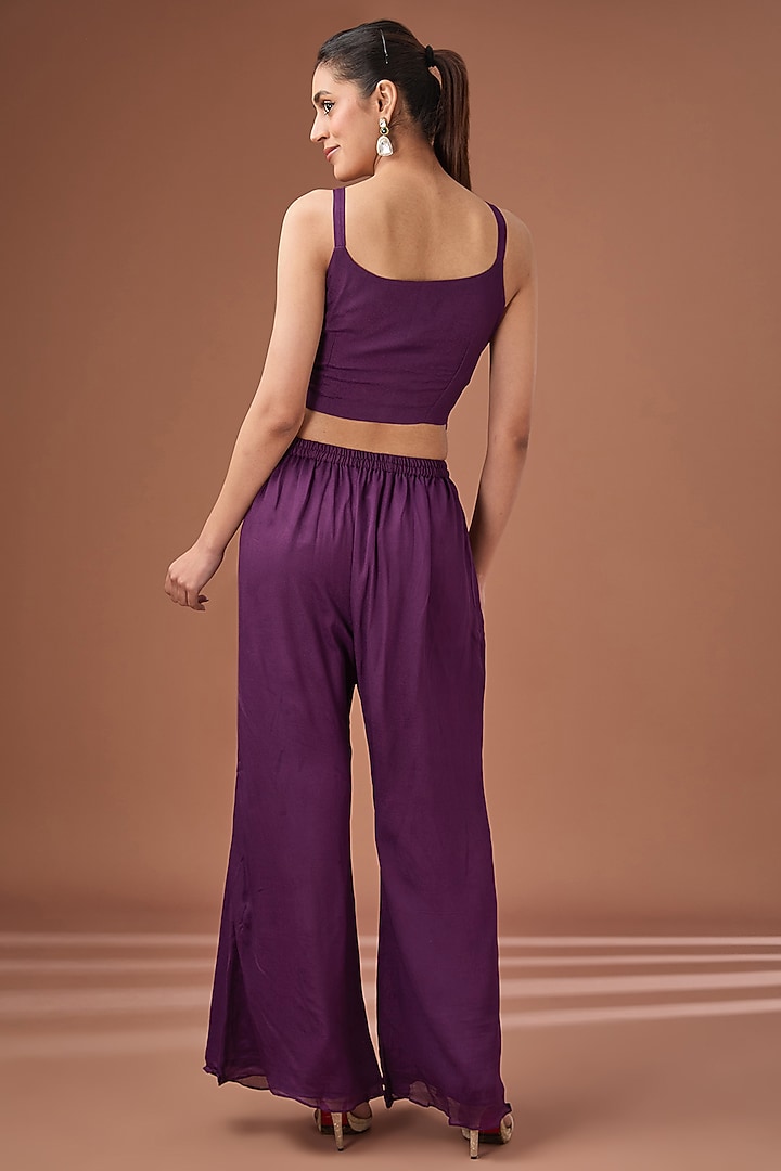 Purple Chinon Georgette Hand Embroidered Cape Set by Baidehi at Pernia's Pop Up Shop
