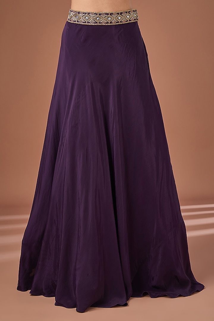 Purple Crepe Cutdana & Sequins Embroidered Wedding Lehenga Set by Baidehi at Pernia's Pop Up Shop