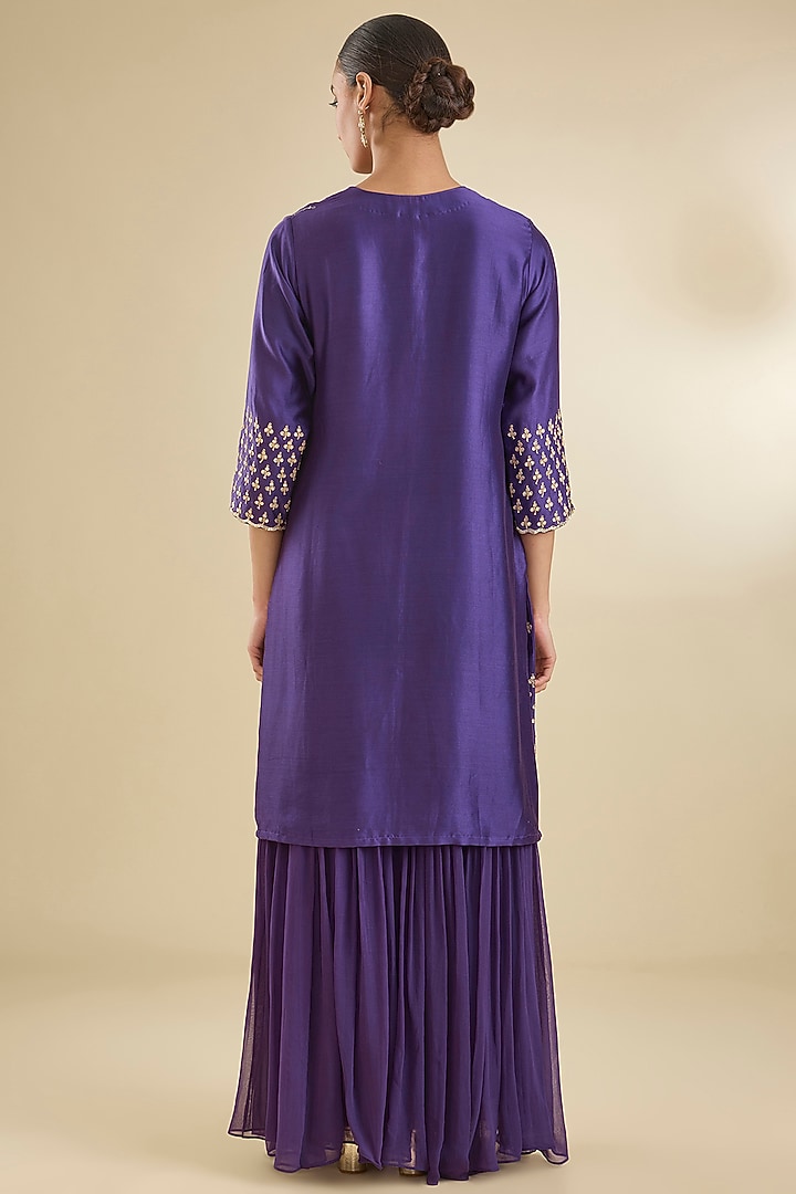 Purple Georgette Wedding Sharara Set by Baidehi at Pernia's Pop Up Shop