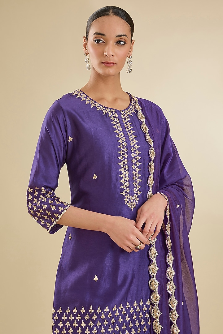 Purple Georgette Wedding Sharara Set by Baidehi at Pernia's Pop Up Shop