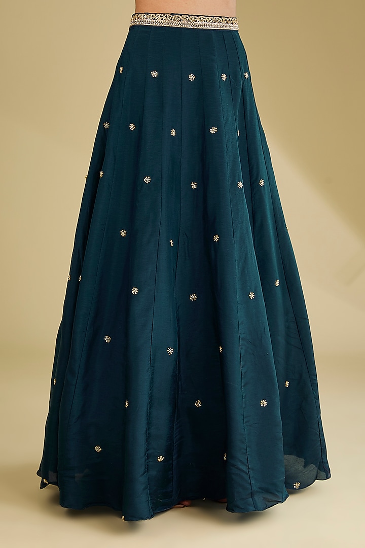 Royal Blue Dupion Silk Dabka Embroidered Lehenga Set by Baidehi at Pernia's Pop Up Shop