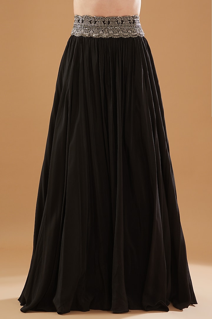 Black Satin Silk Wedding Lehenga Set by Baidehi at Pernia's Pop Up Shop