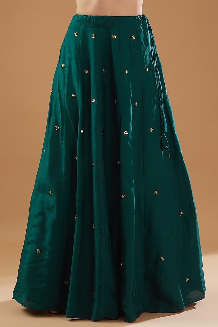 Rama Green Dupion Silk Embroidered Party Wear Anarkali Set by Baidehi at Pernia's Pop Up Shop