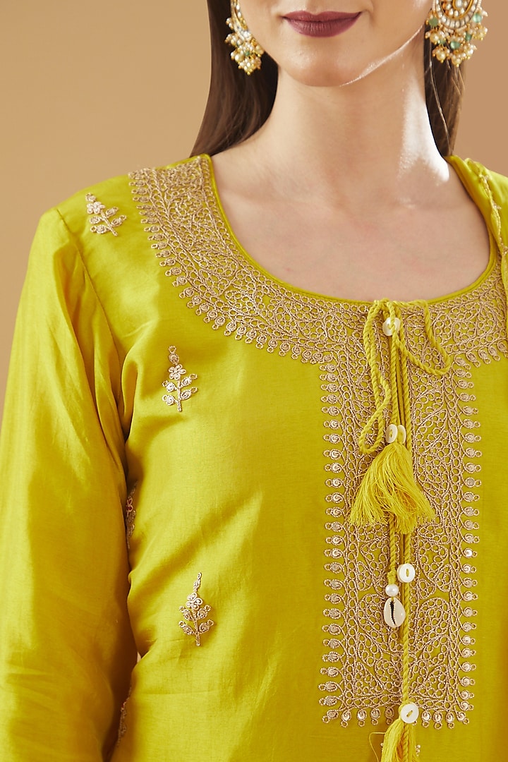 Mustard Georgette Party Wear Sharara Set by Baidehi at Pernia's Pop Up Shop