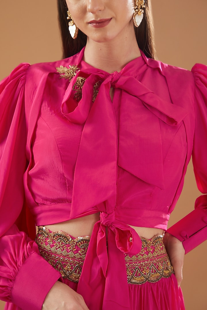 Deep Fuchsia Crepe Skirt Set by Baidehi at Pernia's Pop Up Shop