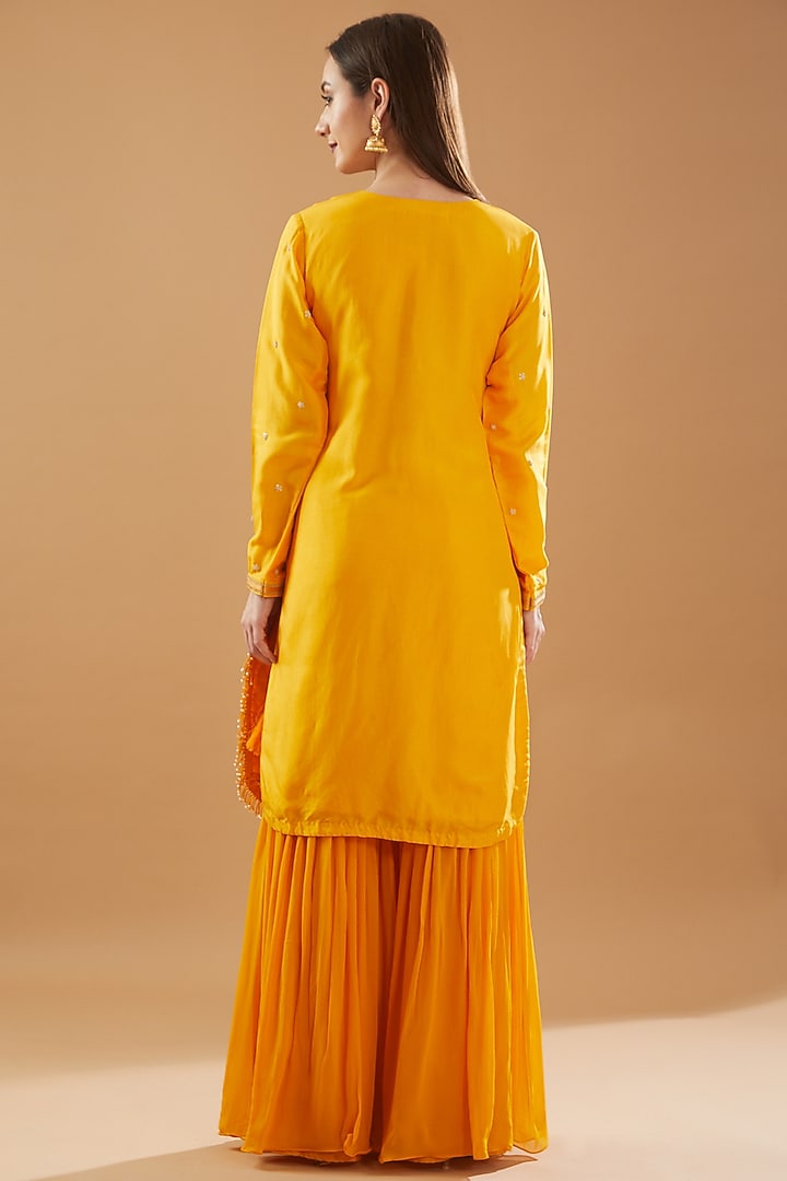 Orange Georgette Party Wear Sharara Set by Baidehi at Pernia's Pop Up Shop