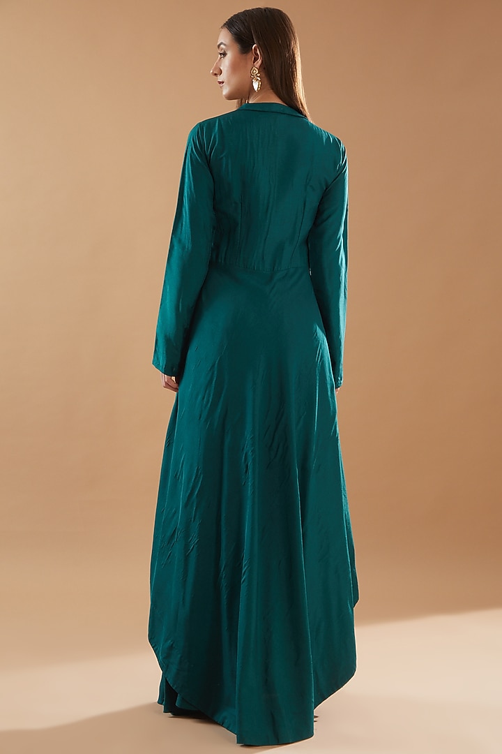 Bottle Green Bemberg Silk Pant Set by Baidehi at Pernia's Pop Up Shop