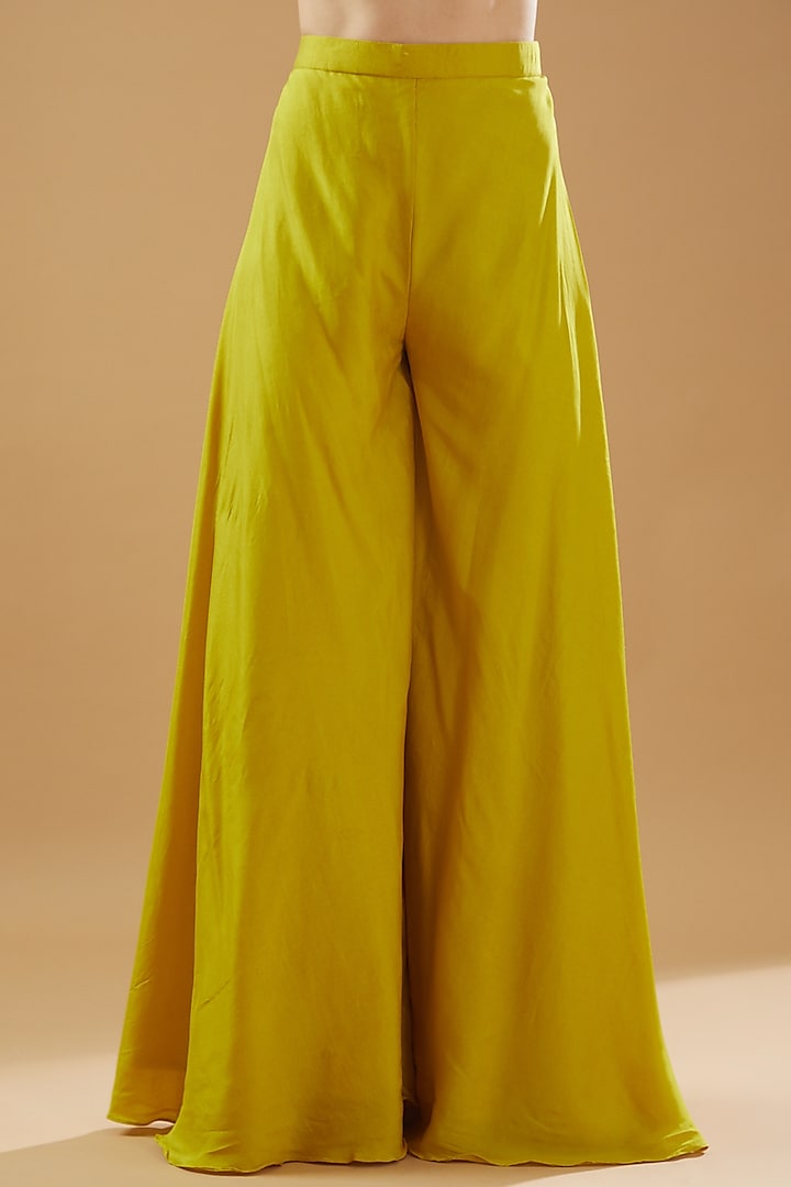 Mustard Bemberg Silk Embroidered Tunic Set by Baidehi at Pernia's Pop Up Shop