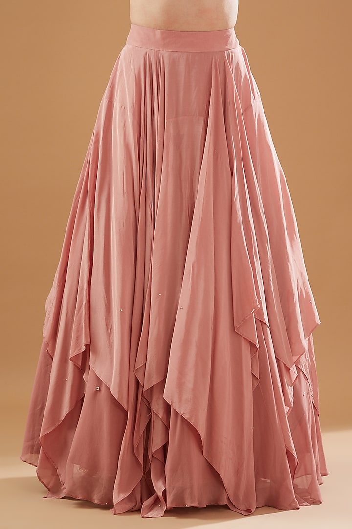 Onion Pink Crepe Wedding Lehenga Set by Baidehi at Pernia's Pop Up Shop