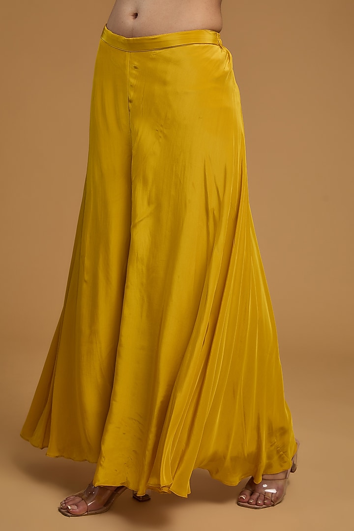 Mustard Bemberg Silk Dabka Embroidered Wedding Anarkali Set by Baidehi at Pernia's Pop Up Shop