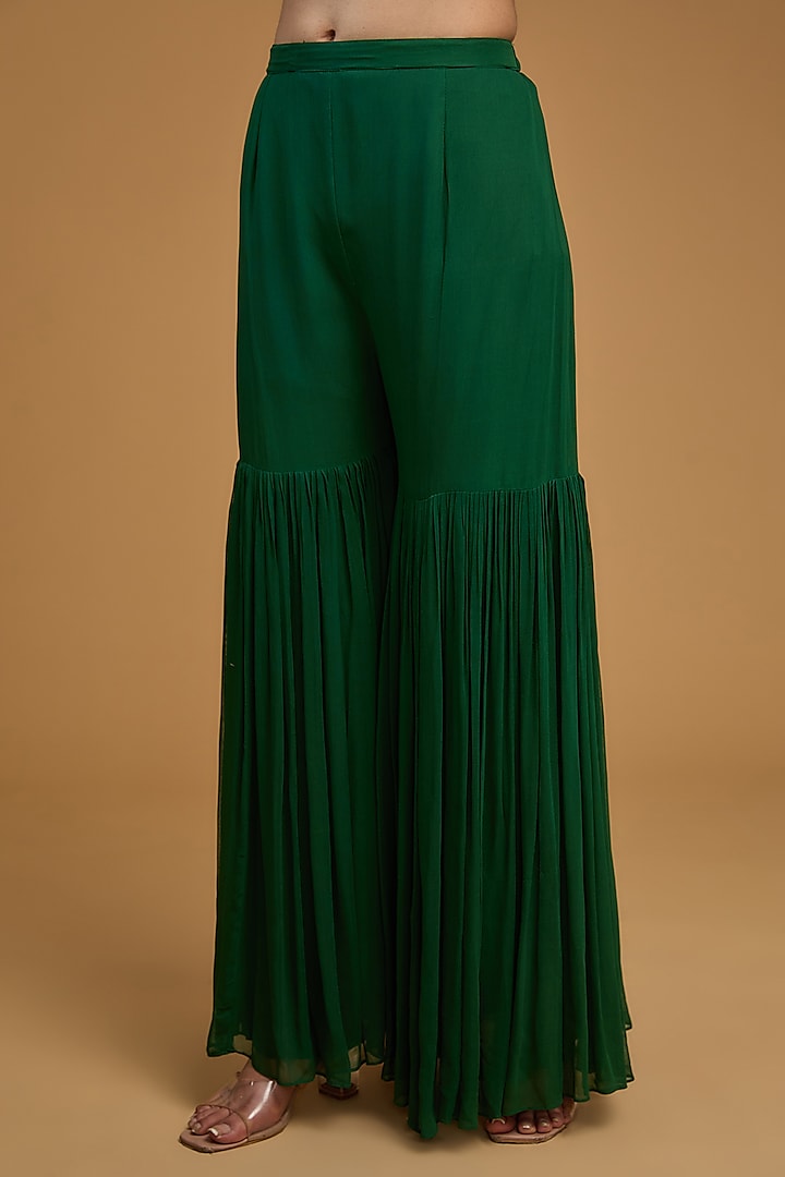 Mehendi Green Chanderi Silk Sequins Embroidered Kurta Set by Baidehi at Pernia's Pop Up Shop