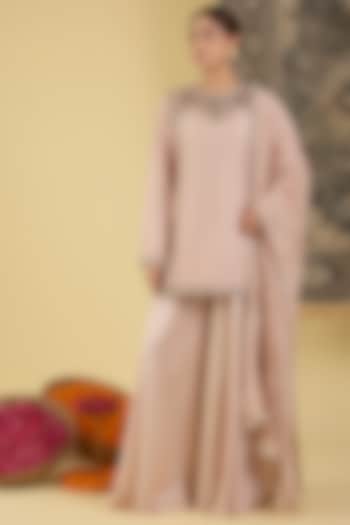 Blush Beige Crepe Wedding Sharara Set by Baidehi at Pernia's Pop Up Shop