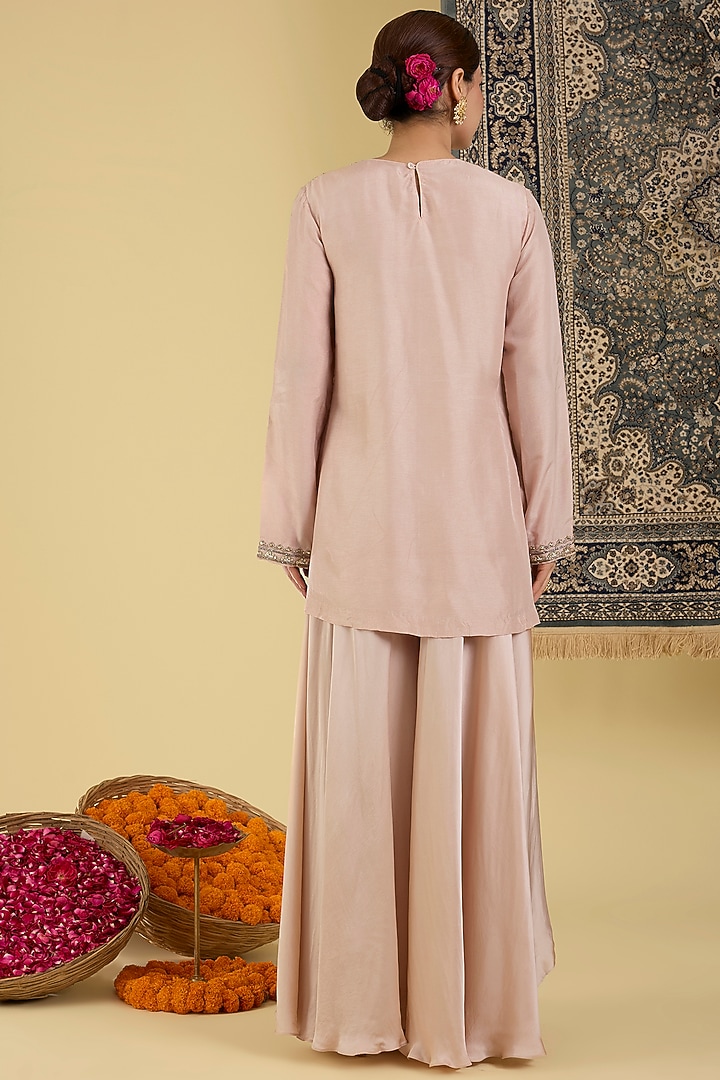 Blush Beige Crepe Wedding Sharara Set by Baidehi at Pernia's Pop Up Shop