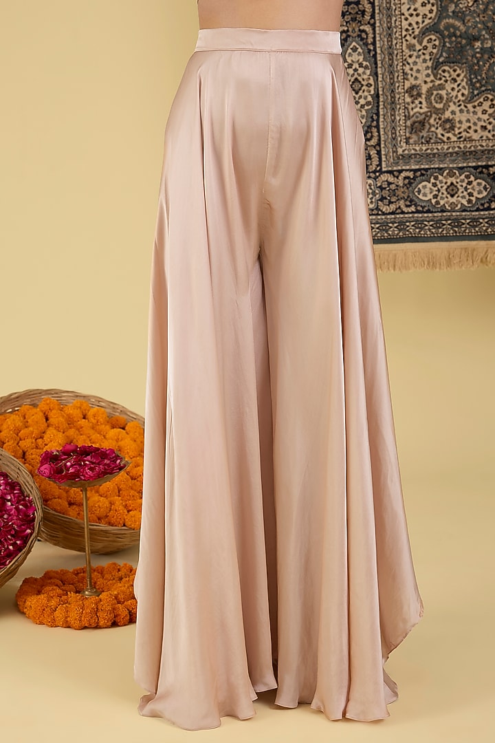 Blush Beige Crepe Wedding Sharara Set by Baidehi at Pernia's Pop Up Shop