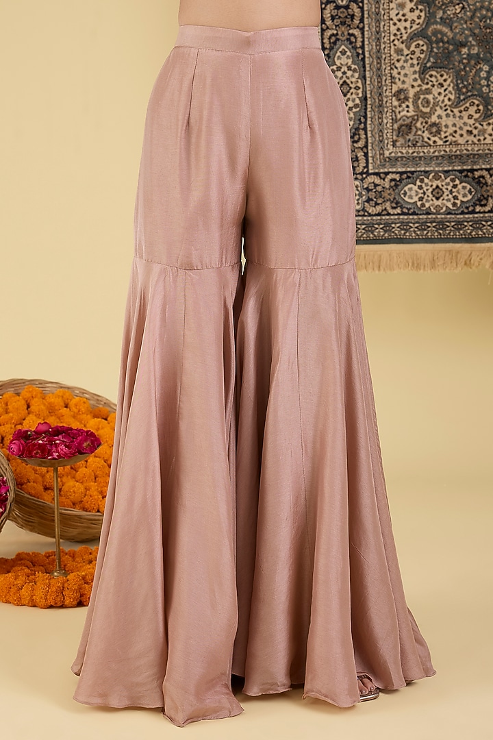 Soft Brown Organza Beads Work Cape Set by Baidehi at Pernia's Pop Up Shop