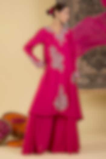 Pink Bemberg Silk Wedding Sharara Set by Baidehi at Pernia's Pop Up Shop