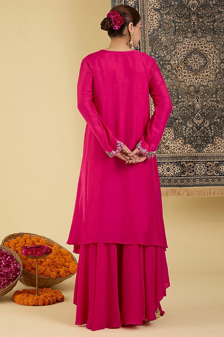 Pink Bemberg Silk Wedding Sharara Set by Baidehi at Pernia's Pop Up Shop