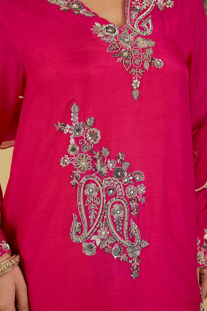Pink Bemberg Silk Wedding Sharara Set by Baidehi at Pernia's Pop Up Shop
