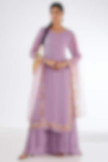 Lavender Chinon Georgette Sharara Set by Baidehi at Pernia's Pop Up Shop