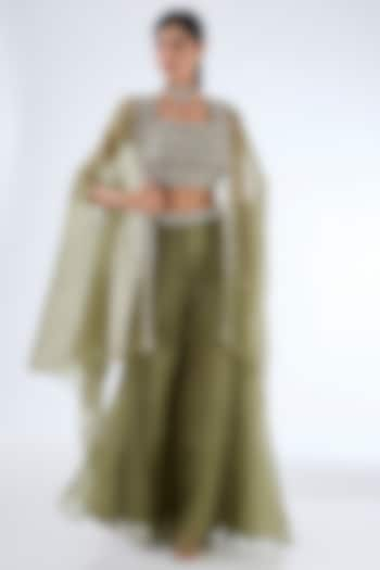 Pista Green Organza Jacket Set by Baidehi at Pernia's Pop Up Shop